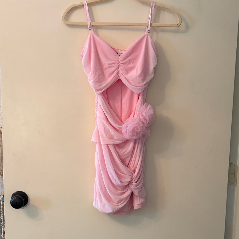 Blue Blush Pink Gathered Dress